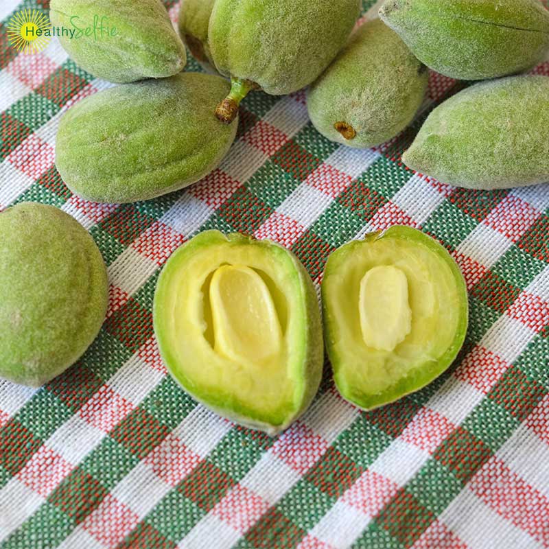 Inside a Fresh Green Almonds